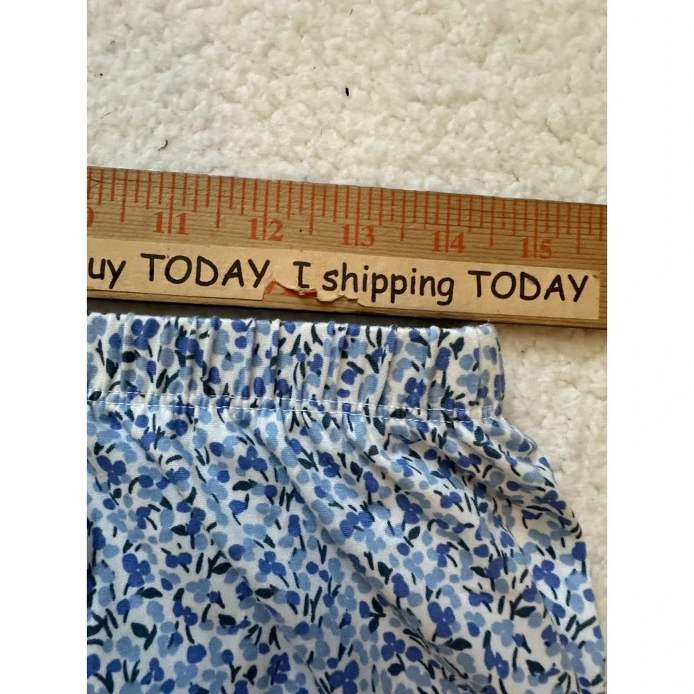 Kate Spade WHITE/BLUE FLORAL‎ Soft Knit Cropped Pajama Set Women's M Spring